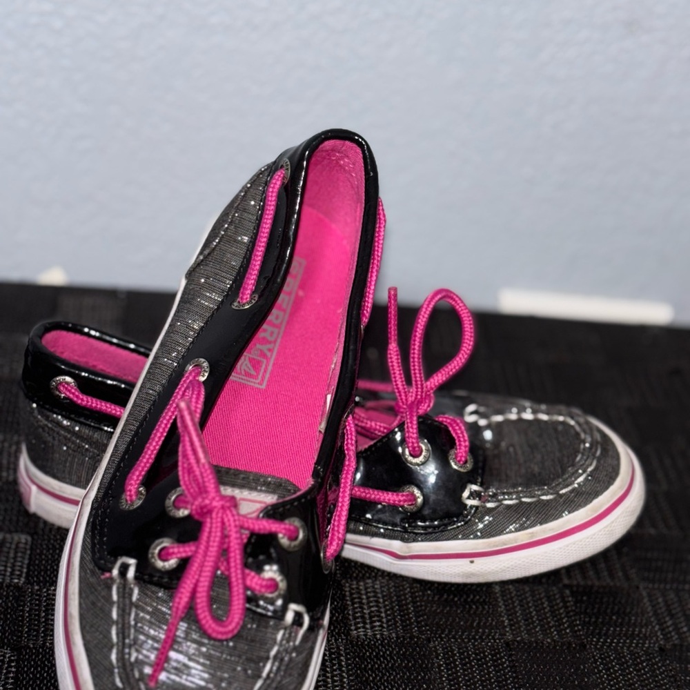 Sperry Black and Pink Lace-Up Shoes